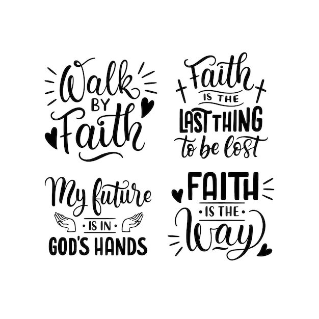 Free Vector lettering christian faith stickers collection