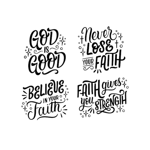 Lettering christian faith stickers collection