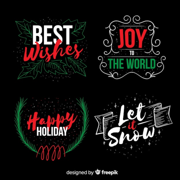 Free Vector lettering christmas label collection