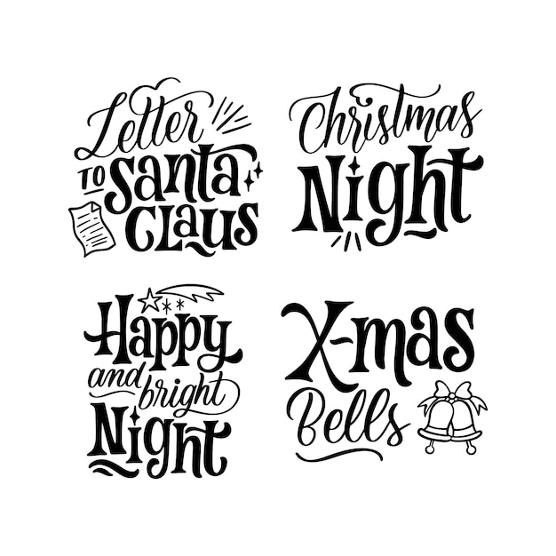 Lettering christmas stickers collection