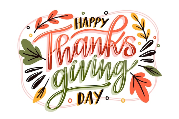 Free Vector lettering design happy thanksgiving