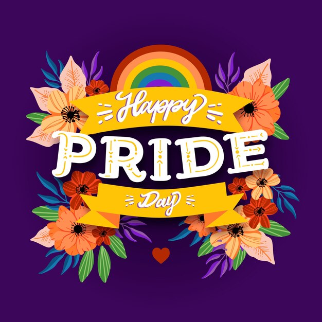 Free vector lettering design with pride day