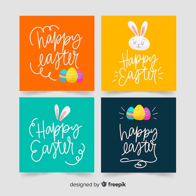 Free Vector lettering easter card collection