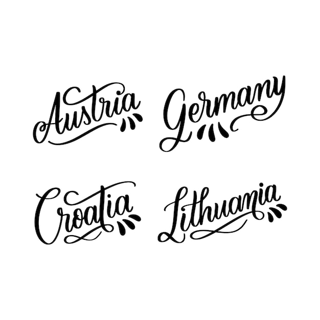 Free Vector lettering europe countries stickers collection