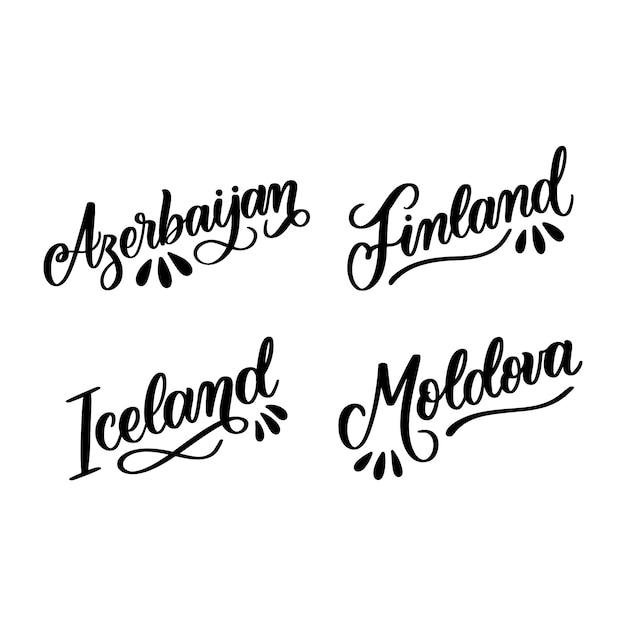 Free Vector lettering europe countries stickers collection