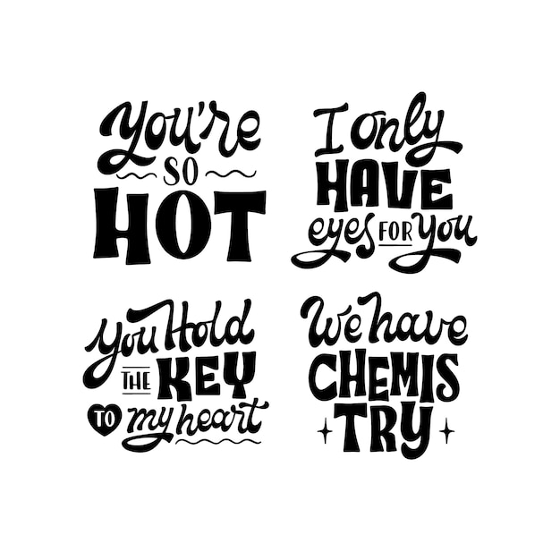 Lettering flirty stickers collection