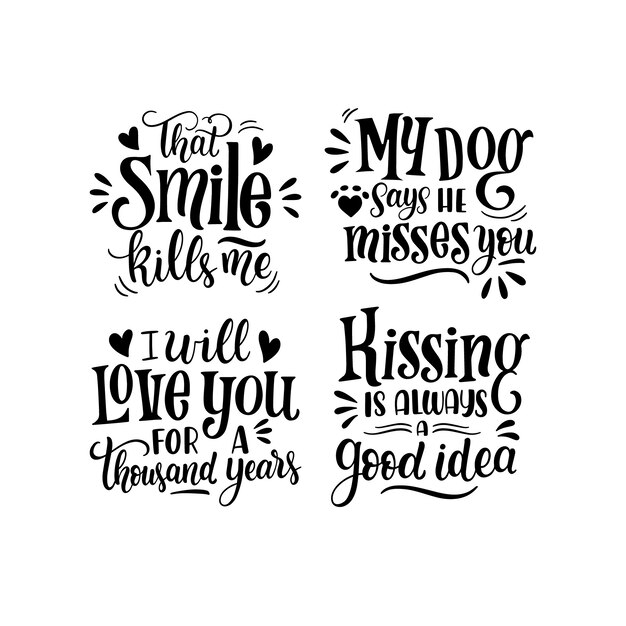 Lettering flirty stickers collection