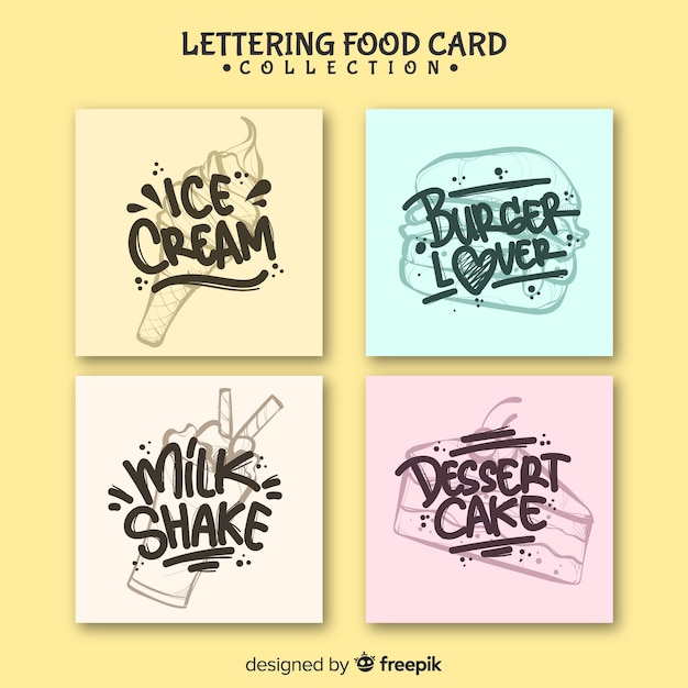 Free vector lettering food card set