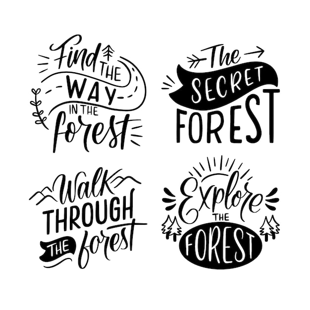 Lettering forest stickers collection