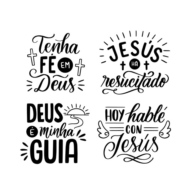 Lettering god stickers collection