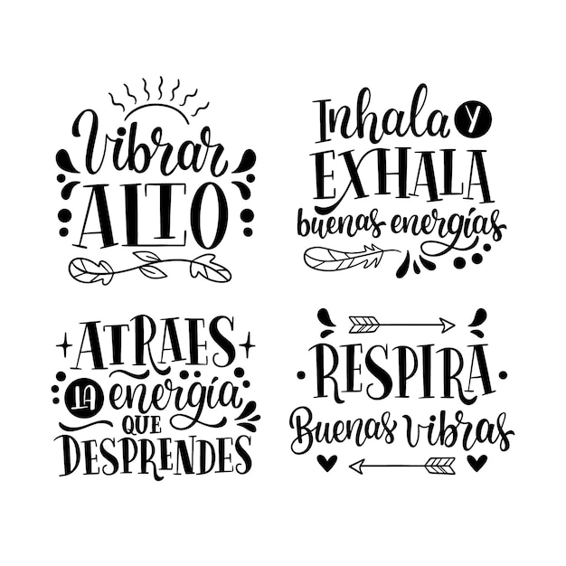 Free Vector lettering good vibes stickers collection