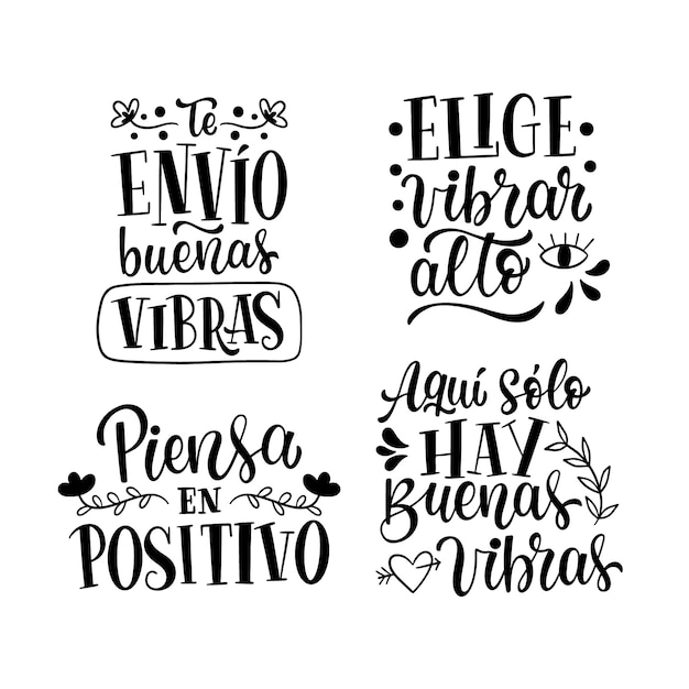 Free vector lettering good vibes stickers collection