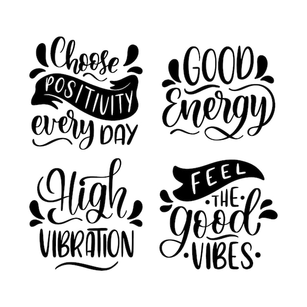 Free Vector lettering good vibes stickers collection