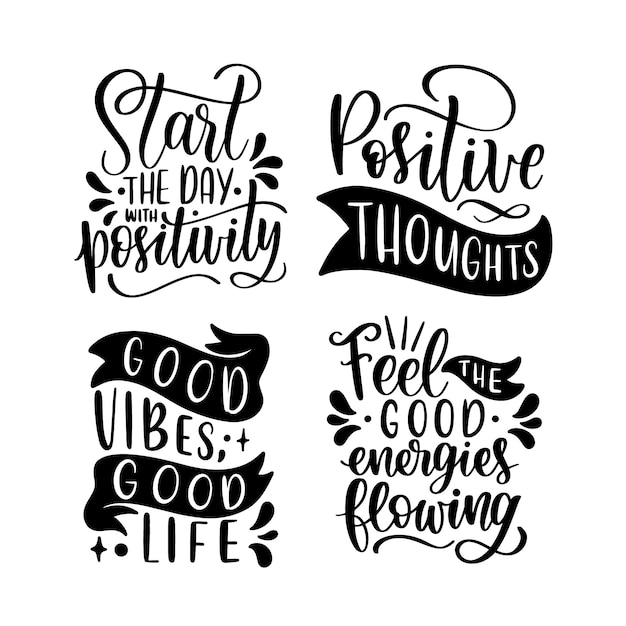 Free vector lettering good vibes stickers collection