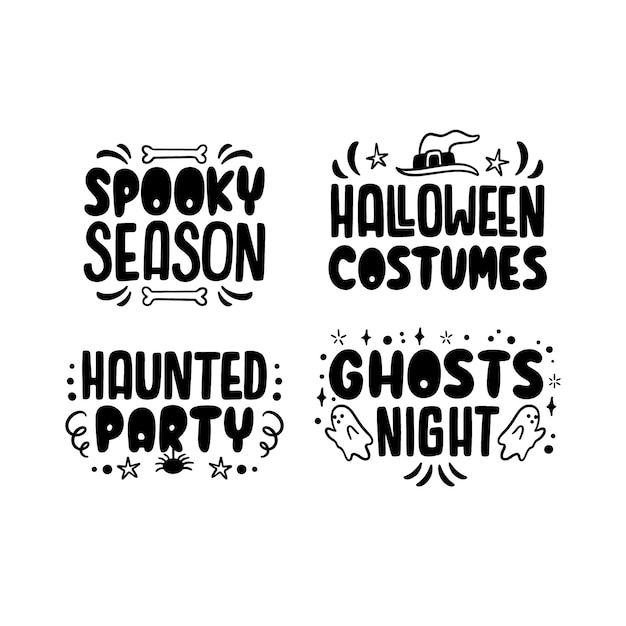 Free Vector lettering halloween stickers collection