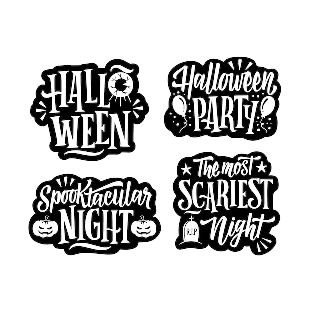 Free Vector lettering halloween stickers collection