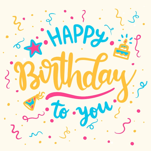 Free vector lettering happy birthday