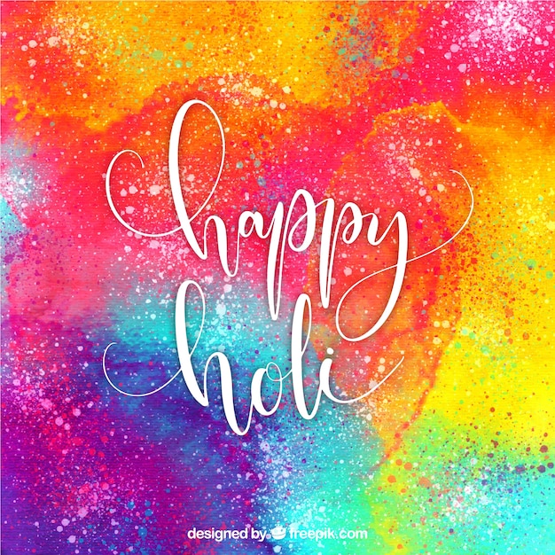 Lettering happy holi background