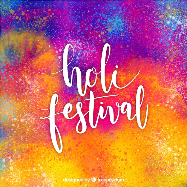 Lettering happy holi background