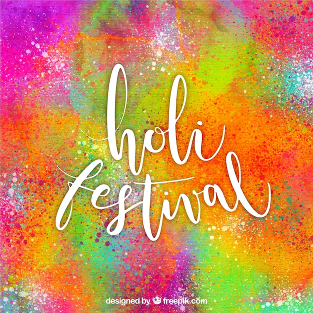 Lettering happy holi background