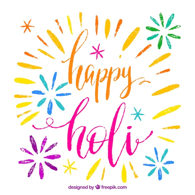 Lettering happy holi background