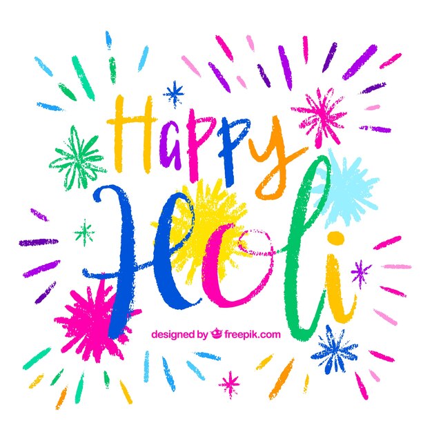 Lettering happy holi background