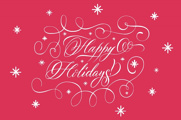 Lettering Happy Holidays White On Red  