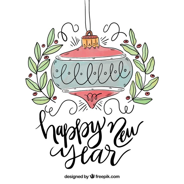 Free Vector lettering happy new year 2018