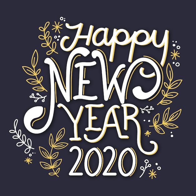 Lettering happy new year 2020 background