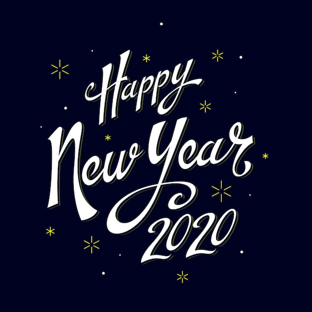 Free Vector lettering happy new year 2020