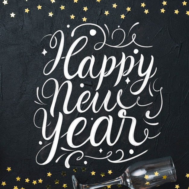 Free vector lettering happy new year 2020