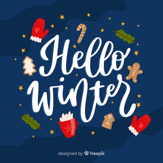 Free Vector lettering hello winter