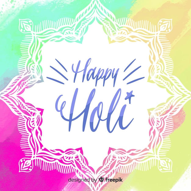 Free vector lettering holi festival background