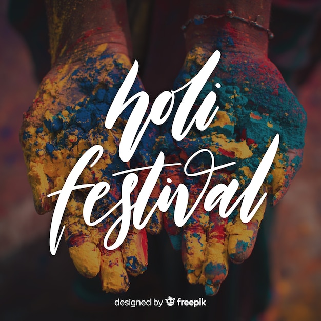 Free vector lettering  holi festival