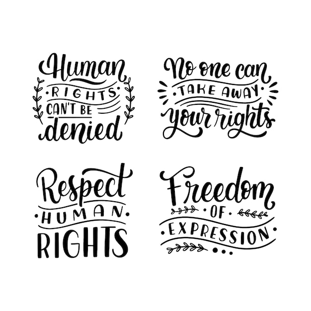 Free vector lettering human rights day stickers collection