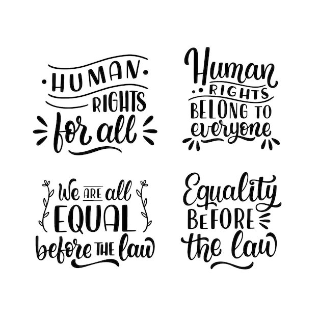 Free Vector lettering human rights day stickers collection