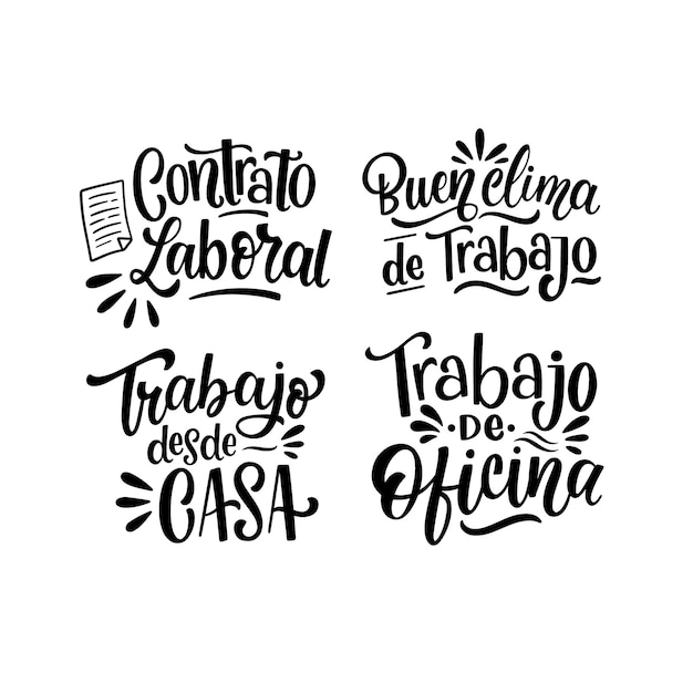 Free Vector lettering job stickers collection in spanish