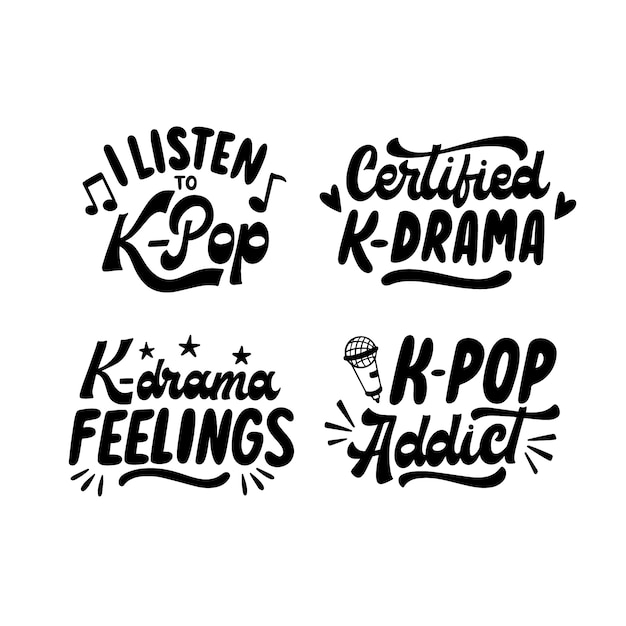 Lettering k-drama/k-pop stickers collection