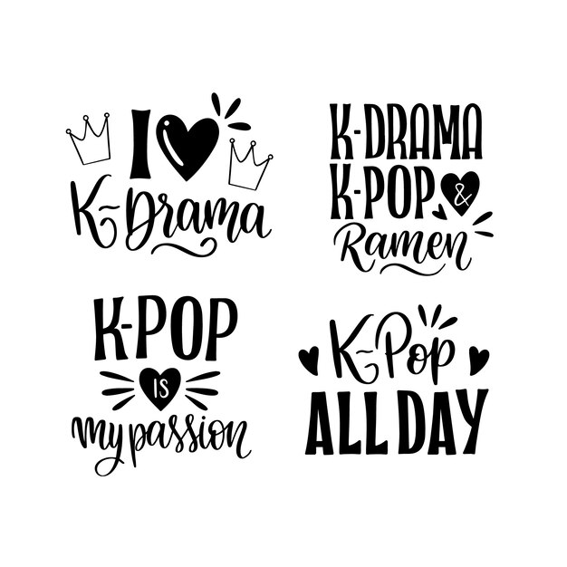 Lettering k-drama/k-pop stickers collection