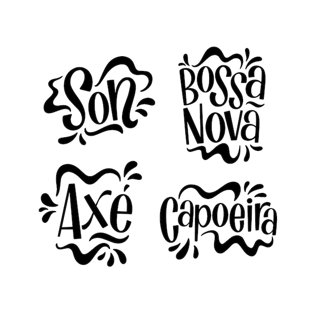 Free Vector lettering latin music stickers collection