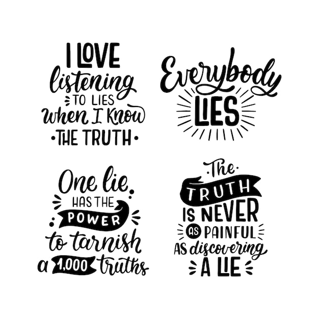 Lettering lies stickers collection