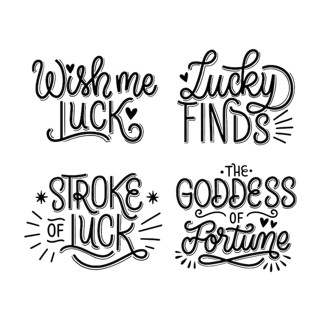 Free vector lettering luck stickers collection