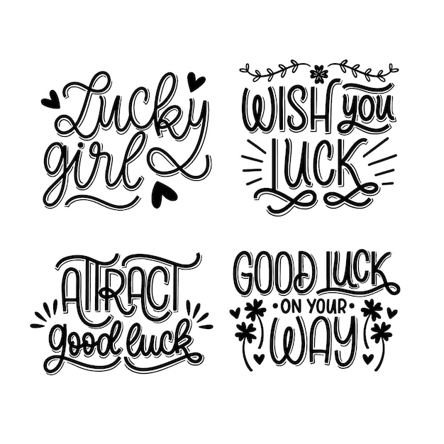 Free vector lettering luck stickers collection