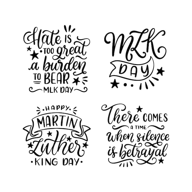 Free Vector lettering martin luther king day stickers collection