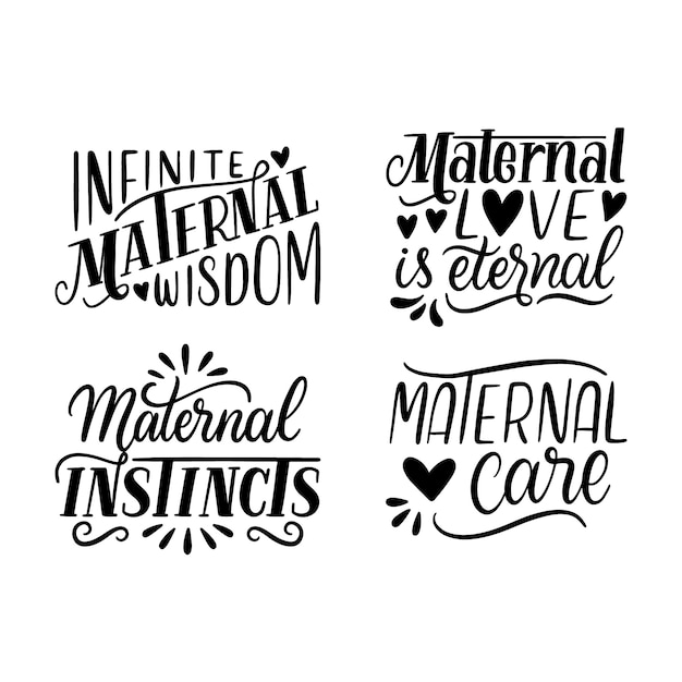 Free Vector lettering maternity stickers collection