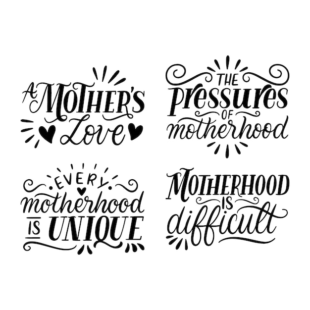 Free vector lettering maternity stickers collection