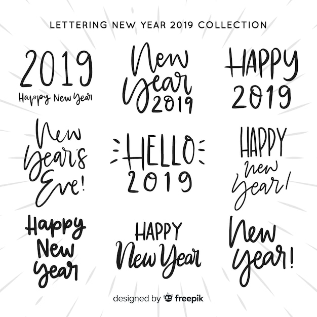 Lettering new year 2019 collection