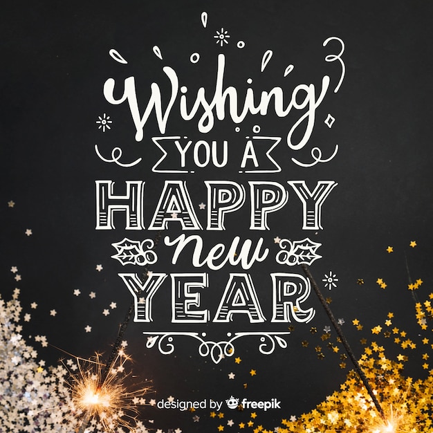 Free Vector lettering new year 2019 