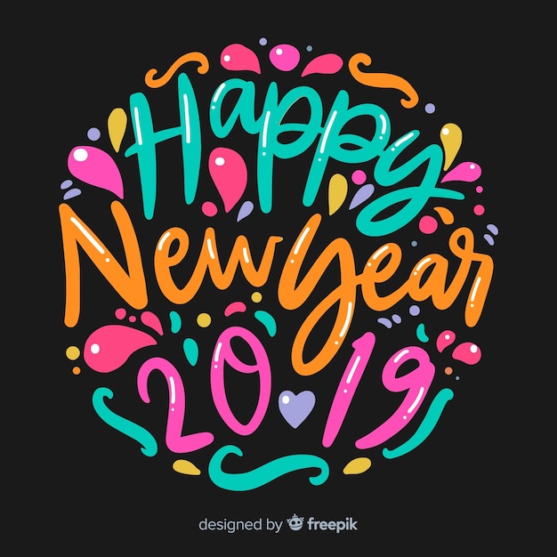 Free Vector lettering new year 2019