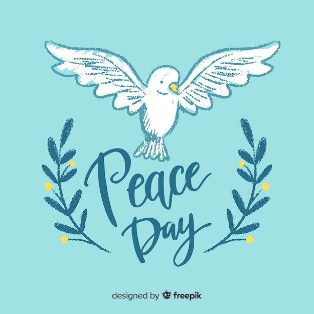 Lettering peace day background with dove